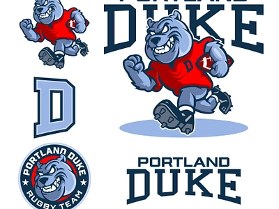 PORTLAND DUKE RUGBY branding design logo mascot design mascot logo rugby sport logo