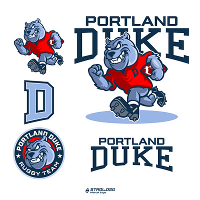 PORTLAND DUKE RUGBY branding design logo mascot design mascot logo rugby sport logo