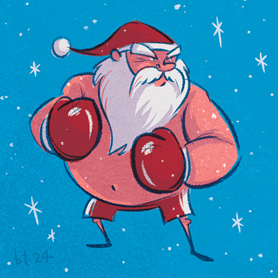 Boxing Santa boxer boxing boxing day boxing gloves character design christmas cute digital illustration festive fighter heavyweight holidays illustration retro santa santa claus vintage