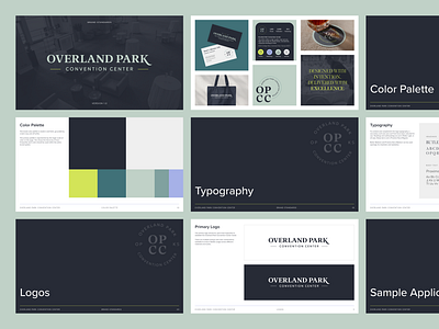 Overland Park Convention Center - Brand Standards brand brand design brand guidelines brand standards brand system branding color palette convention center events identity kansas city logo logo mark overland park rebrand serif trade show typography visual identity wordmark