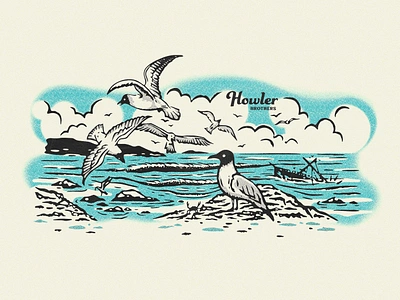 Seagulls apparel austin coast graphic design howler bros howler brothers illustration seagulls souvenir texas texture vintage