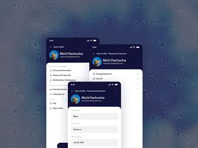 Just Playing Around - Random Rebounds #001 blue clean concept crm design draft flat form idea light mode list menu minimal mobile profile rebound settings sketch ui ux