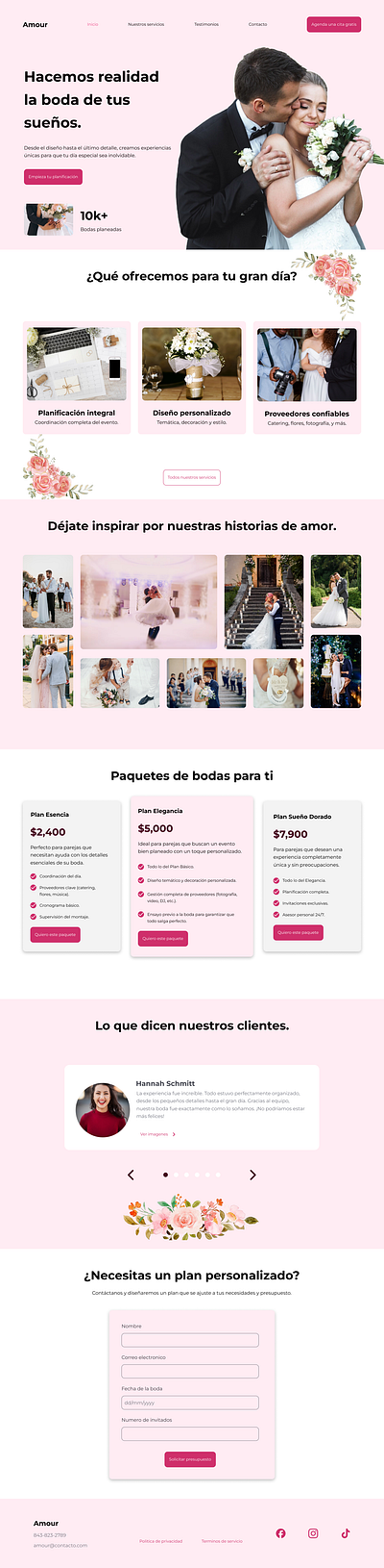 Wedding Planner - Landing page banner branding design figma landing page love pink ui ux wedding