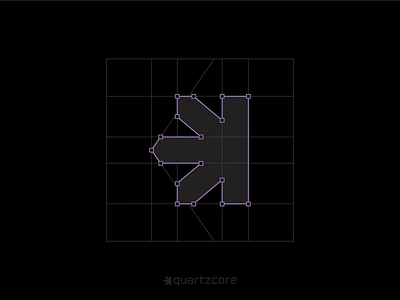 Quartzcore Logo black branding clean crystal gamestone grid icon logo logogrid mineral modern quartz tech