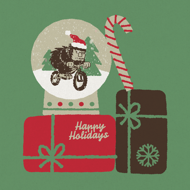 Happy Holidays animation bicycle bigfoot hand drawn happyholidays illustration merrychristmas mightymoss