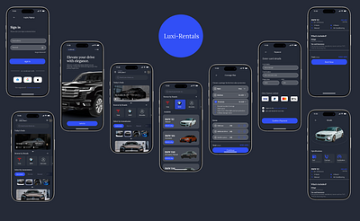 Luxi-Rentals best design car rental app design process figma high fidelity illustration prototyping