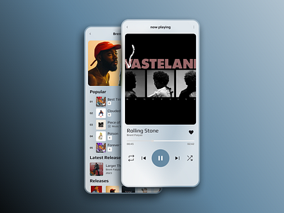 Music Player Concept album cover audio blur clean concept design draft flat glass idea light mode minimal mobile music music player player sketch ui ux