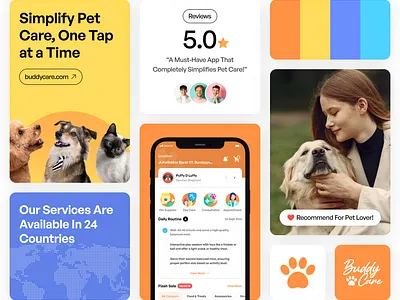 BuddyCare - Pet Care App Branding brand brand guideline brand sign branding business logo logo design marketing mobile app startup visual identity