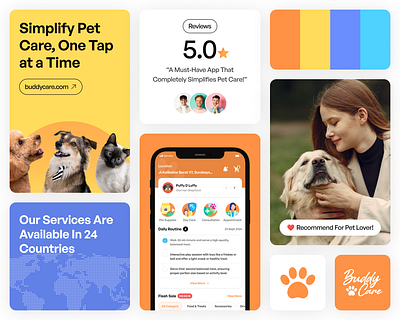 BuddyCare - Pet Care App Branding brand brand guideline brand sign branding business logo logo design marketing mobile app startup visual identity