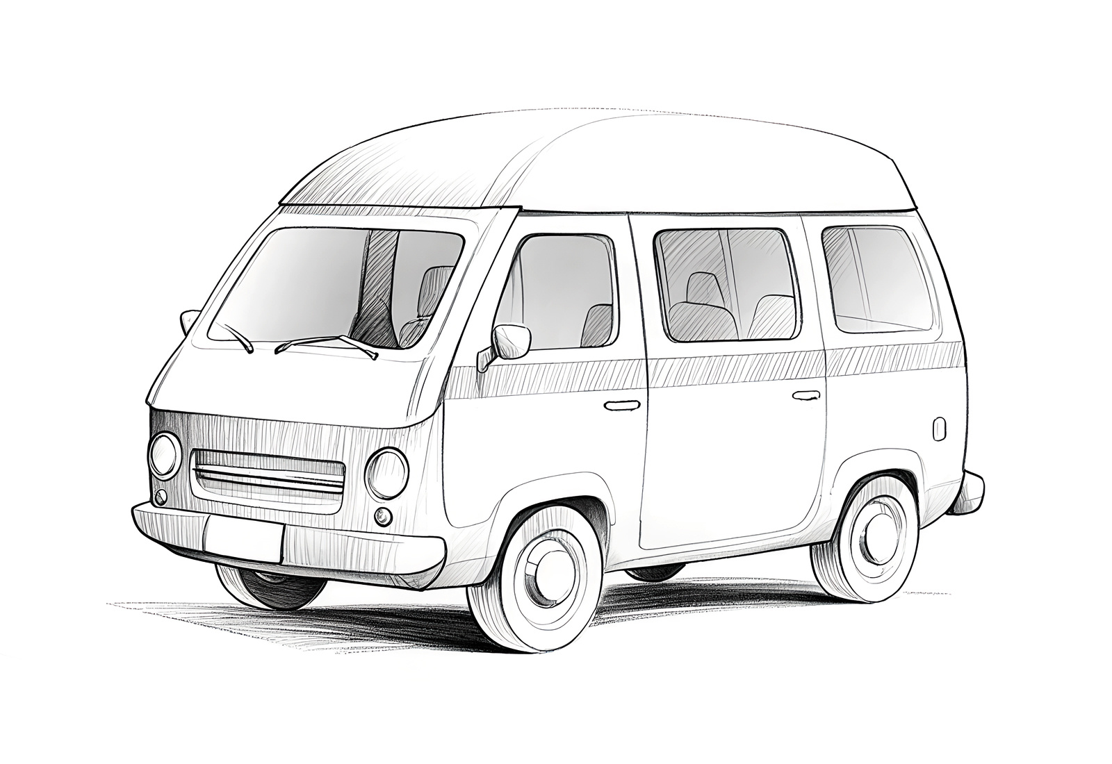 Example of Vintage Car Illustration In Sketch Style