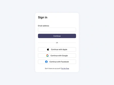 Single Sign On (SSO) apple auth continue with create account dont have an account email figma google input field log in product design sign in sign up single sign on sso text field try for free ui ux web design