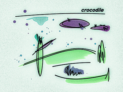 crocodile illustration illustrator line drawing nature pastel photoshop