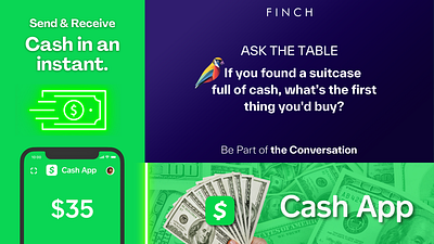 Cash App Ad Mockups for Finch canva design finch graphic design presentation