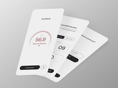 BMI Calculator App - Mobile App Design black white app bmi calculator calculator design measuring app mobile mobile app product design stepper ui ux design