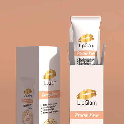 LipGlam Packaging and 3D Mockup 3d mockup 3d rendering blender branding cosmetic packaging label and box design label design package design packaging packaging design skin care packaging supplement label design