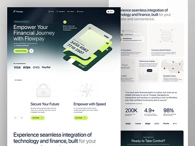 Flowpay - Finance Landing Page analytics animation bank bank app banking app card credit card finance financial fintech app money saas savings statistics transactions transfer wallet web web design website