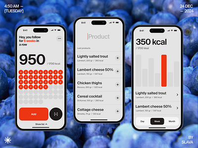 Food tracker, diet app app calories care design diet food health ios mobile product product design tracking ui