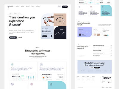 Saas Finance Landing Page - Finexa app cansaas design finance finance landing page finance website fintech interface landing page minimalist modern saas ui ux web app web design website