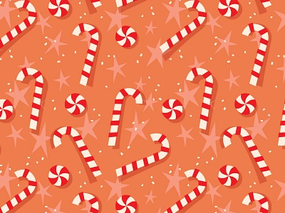 Candy Cane Pattern candy candy cane christmas digital holidays illustration pattern stars vector vintage wrapping paper