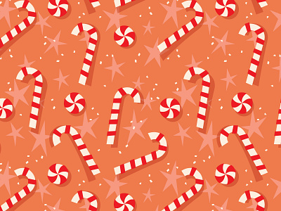 Candy Cane Pattern candy candy cane christmas digital holidays illustration pattern stars vector vintage wrapping paper