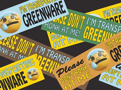 Don't Honk at Me!! 😰 Bumper Stickers brown bumper sticker ceramics emoji greenware pottery print design retro typography yellow