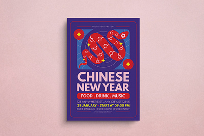 Chinese New Year Flyer chinese design flat design flyer graphic design illustration mockup new year template year of snake