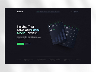 Metricly - Design exploration for sass charts darkmode dashboard landingpage landingpagedesign modern productdesign sass sassdesign web webdesign website websitedesign