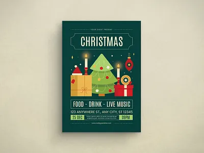Chirstmas Celebration Flyer celebration chirstmas design flat design flyer graphic design illustration mockup template xmas