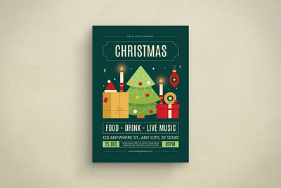 Chirstmas Celebration Flyer celebration chirstmas design flat design flyer graphic design illustration mockup template xmas