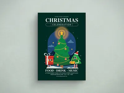 Chirstmas Celebration Flyer chirstmas design flat design flyer graphic design illustration merry christmas mockup template xmas
