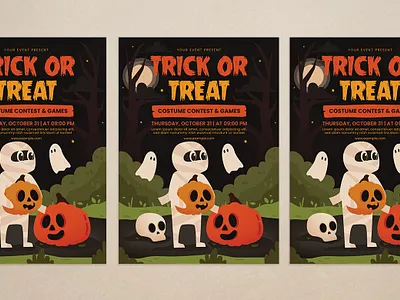 Trick Or Treat Flyer design flat design flyer graphic design halloween illustration mockup mummy template trick or treat