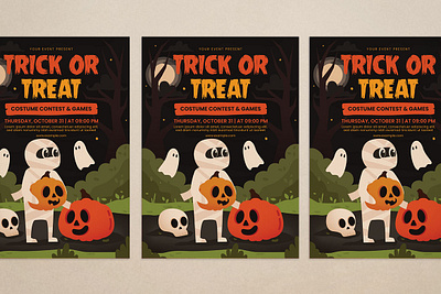 Trick Or Treat Flyer design flat design flyer graphic design halloween illustration mockup mummy template trick or treat