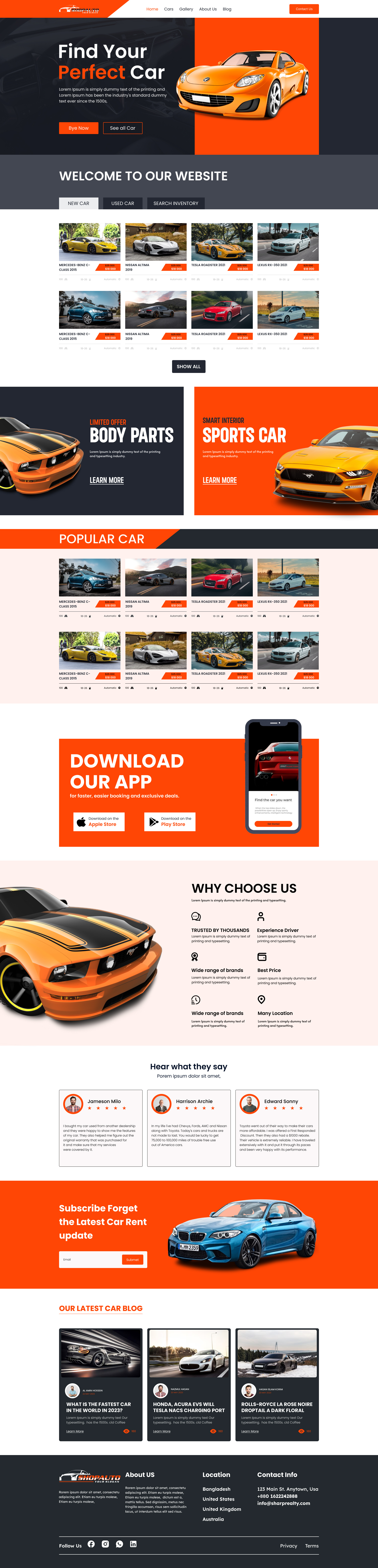 Car Website UI Design car landing page ui ux