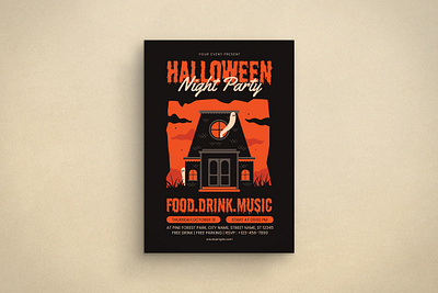 Halloween Party Flyer design flat design flyer graphic design halloween illustration mockup spooky template trick or treat