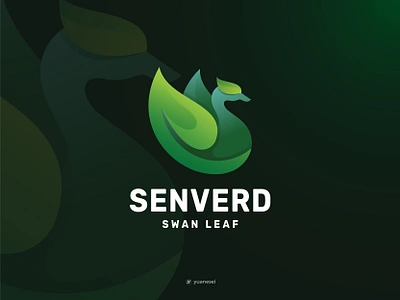 SENVERD Creative Swan Leaf Logo Design bird brand brand identity branding colorful goose gradient green icon illustration leaf logo logo design mark nature peak stork swan symbol