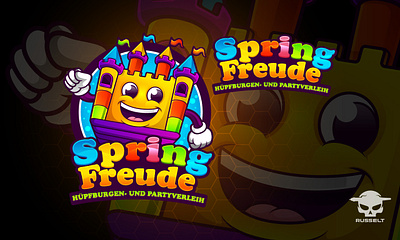 Spring Freude- Bounce House rental Logo Design bounce house cartoon character cartoon logo child design graphic design illustration logo mascot logo party rental party rental logos