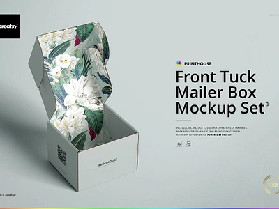 Front Tuck Mailer Box Mockup Set 3 box mockup creator creatsy customizable design front tuck mailer box mockup generator mailer box mockup mailer box mockup set mock up mock ups mockup mockup set mockups smart object template templates