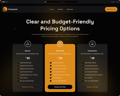 Finament - Pricing Cards finance fintech landing page pricing pricing page saas ui ux web design website