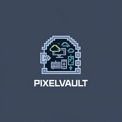 PixelVault: A cutting-edge digital storage or data security bran crypto digital wallet graphic design logo logo design security web3