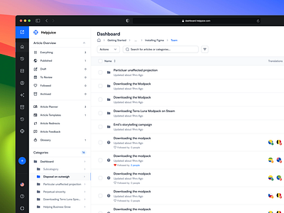 Dashboard Exploration for a Knowledgebase Software dashboard design digital editor flat helpjuice minimal new popular trending ui