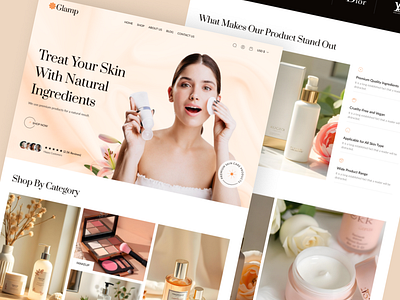 Glamp - Beauty Product Ecommerce Website beauty cosmetics fashion landing page serum skincare uiux user interface web design website