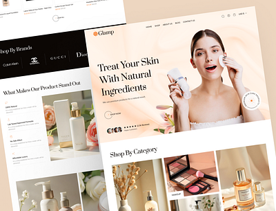 Glamp - Beauty Product Ecommerce Website beauty cosmetics fashion landing page serum skincare uiux user interface web design website