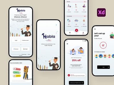 Habla App Design design illustration mobile app design ui uidesign ux