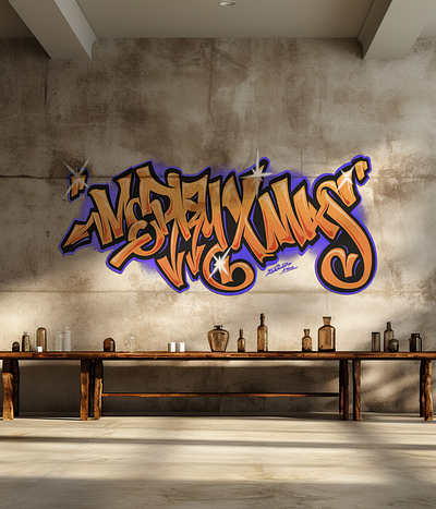 MERRY XMAS GRAFF TYPE christmas drawing graffiti hand lettering retro streetart typography urban art wall design xmas