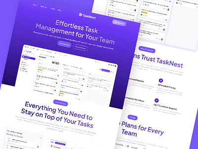 TaskNest - Task Management Landing Page landing page management software task task management task manager tasknest uiux web design website