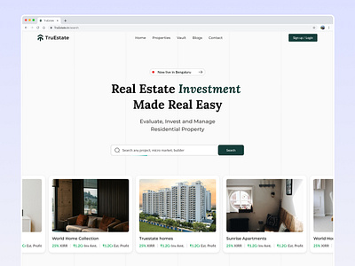 Landing Page for Real Estate Investment landing page property real estate ui