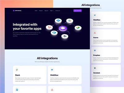 Saas Integration page design homepage integration page landing page saas saas landing page uiux web webdesign website website design