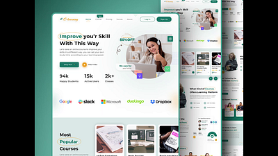 Elearning Landing Page e learning platform education education website elearning application elearning landing page elearning ui design landing page landing page ui kit learning platform online learning study ui ui design uiux design ux web landing page web ui kit website design