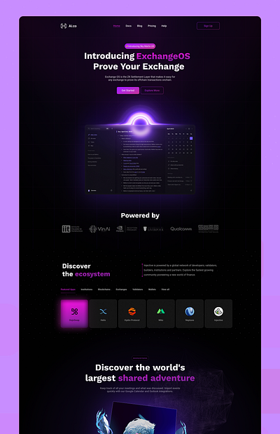 AI.CO-Landing page design [UI/UX] 3d ai artificial intelligence black hole blockchain crypto dark landing page dark saas landing page dark sections dashboard icon illustrations landing page animation reflect saas section space theme web design website