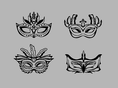 Venetian Masquerade Doodle Illustration collection decoration design doodle element flat design graphic design graphics icon illustration line masquerade mysterious object set style symbol vector venetian